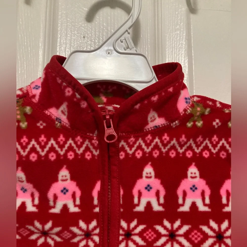 *Oshkosh B’gosh Red Festive Fair Isle Kids-18M Fleece Pullover Top #IR